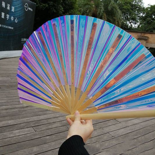 Iridescent Rainbow Folding Hand Fan