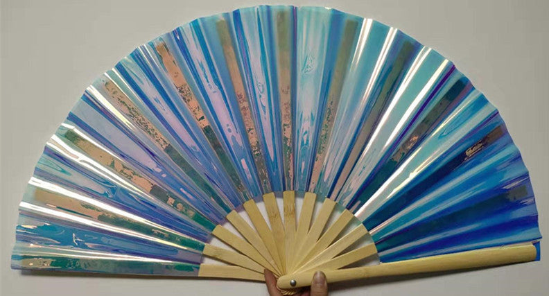 Iridescent Rainbow Folding Hand Fan