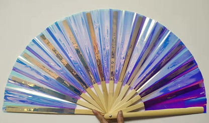 Iridescent Rainbow Folding Hand Fan